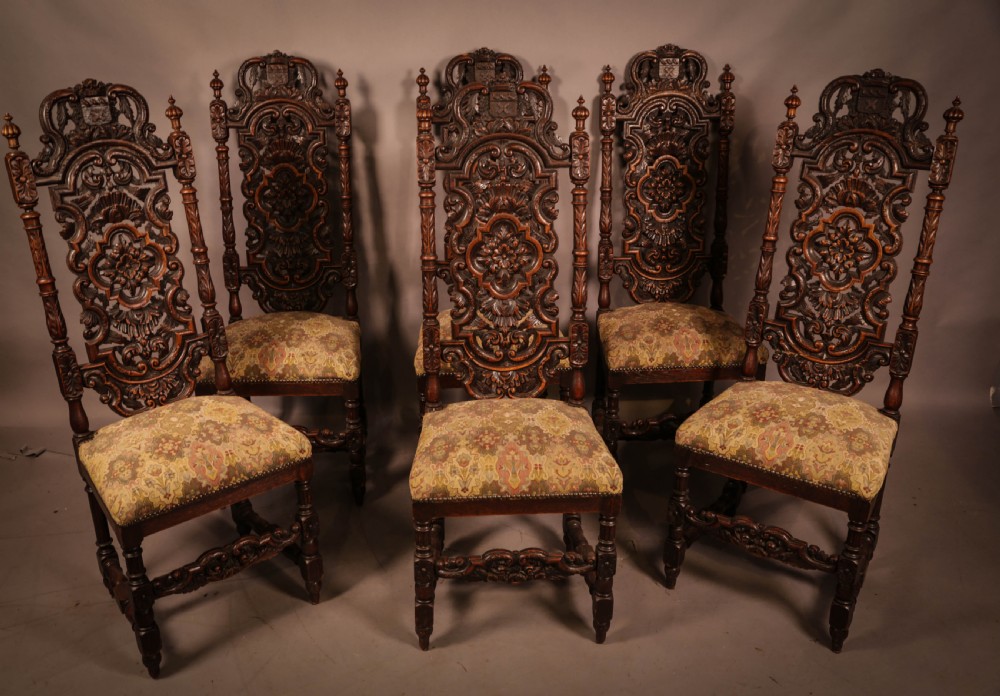 A Set of 6 Victorian High Back Dining Chairs in Oak