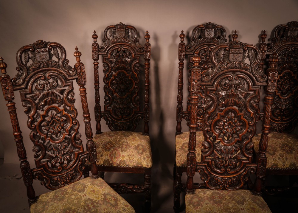 A Set of 6 Victorian High Back Dining Chairs in Oak View II