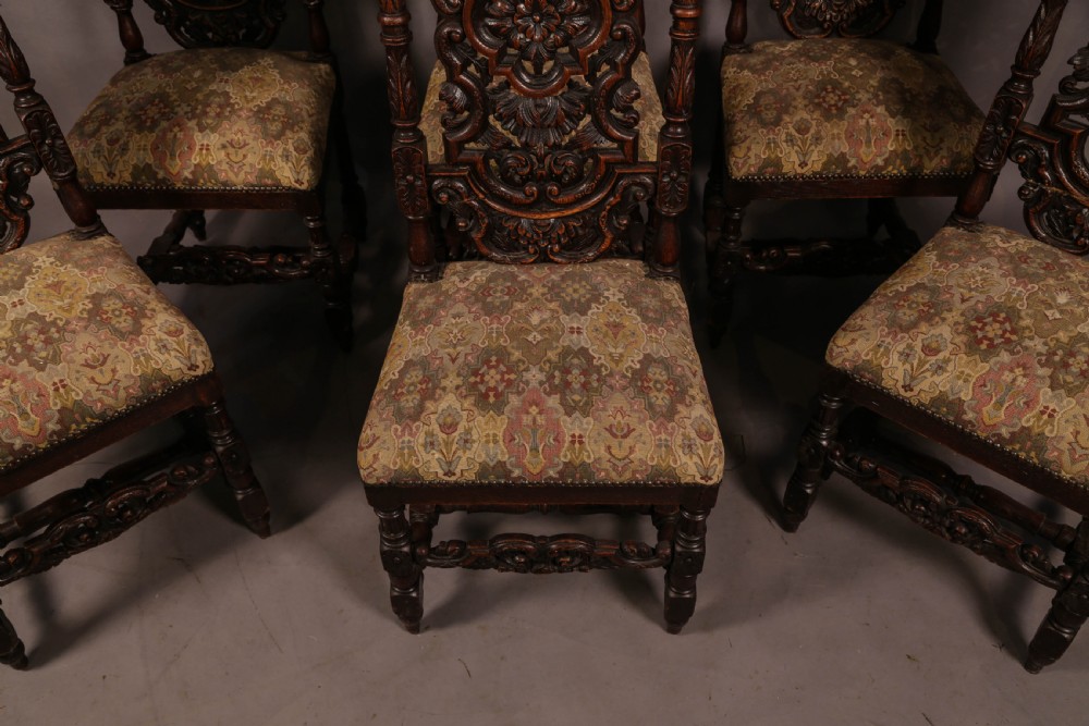 A Set of 6 Victorian High Back Dining Chairs in Oak View IV