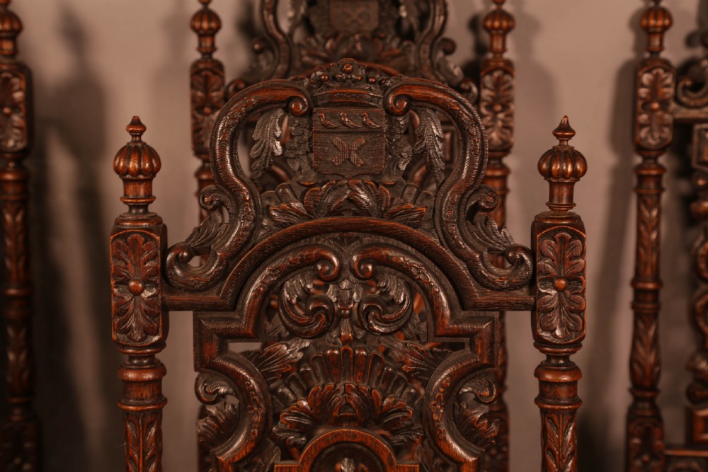 A Set of 6 Victorian High Back Dining Chairs in Oak View VI