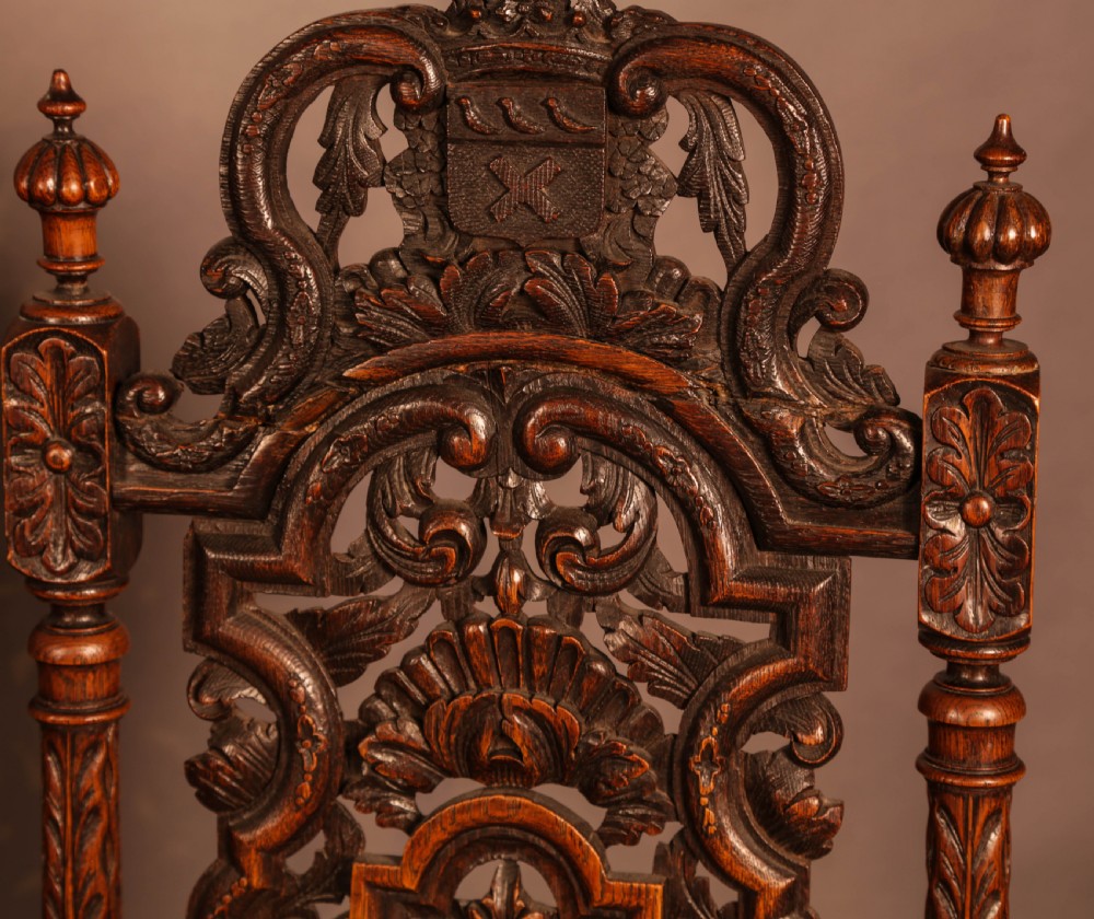 A Set of 6 Victorian High Back Dining Chairs in Oak View VII