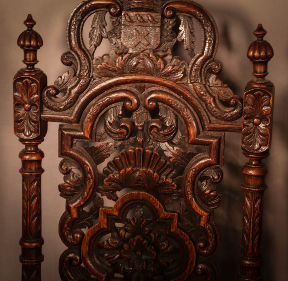 A Set of 6 Victorian High Back Dining Chairs in Oak View VIII