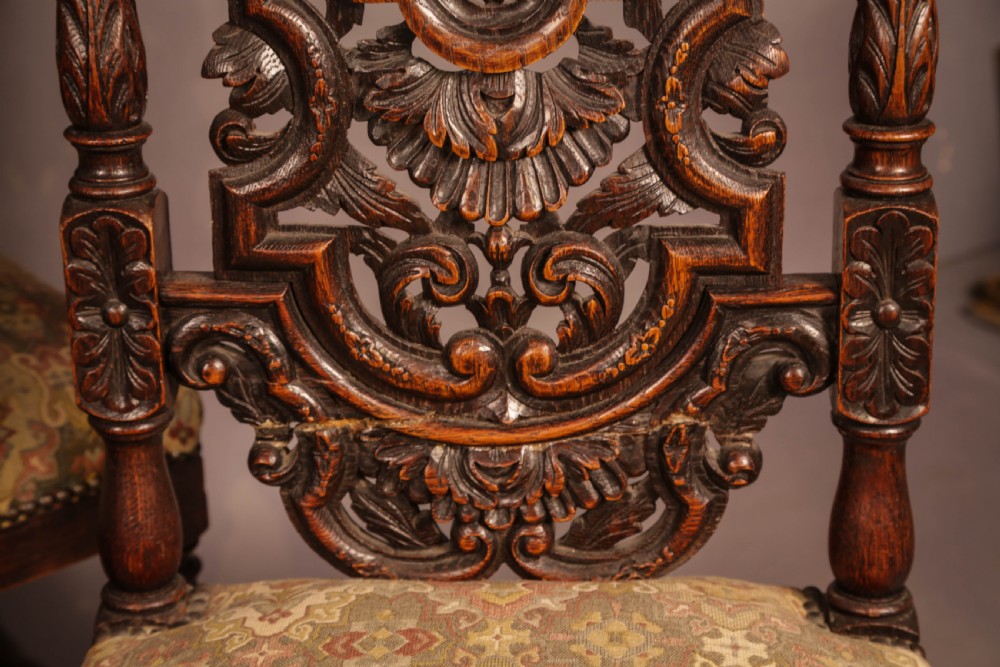 A Set of 6 Victorian High Back Dining Chairs in Oak View X