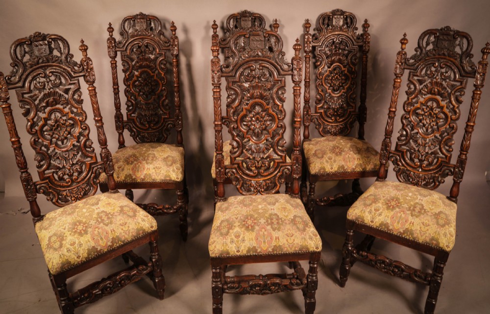 A Set of 6 Victorian High Back Dining Chairs in Oak View XIII