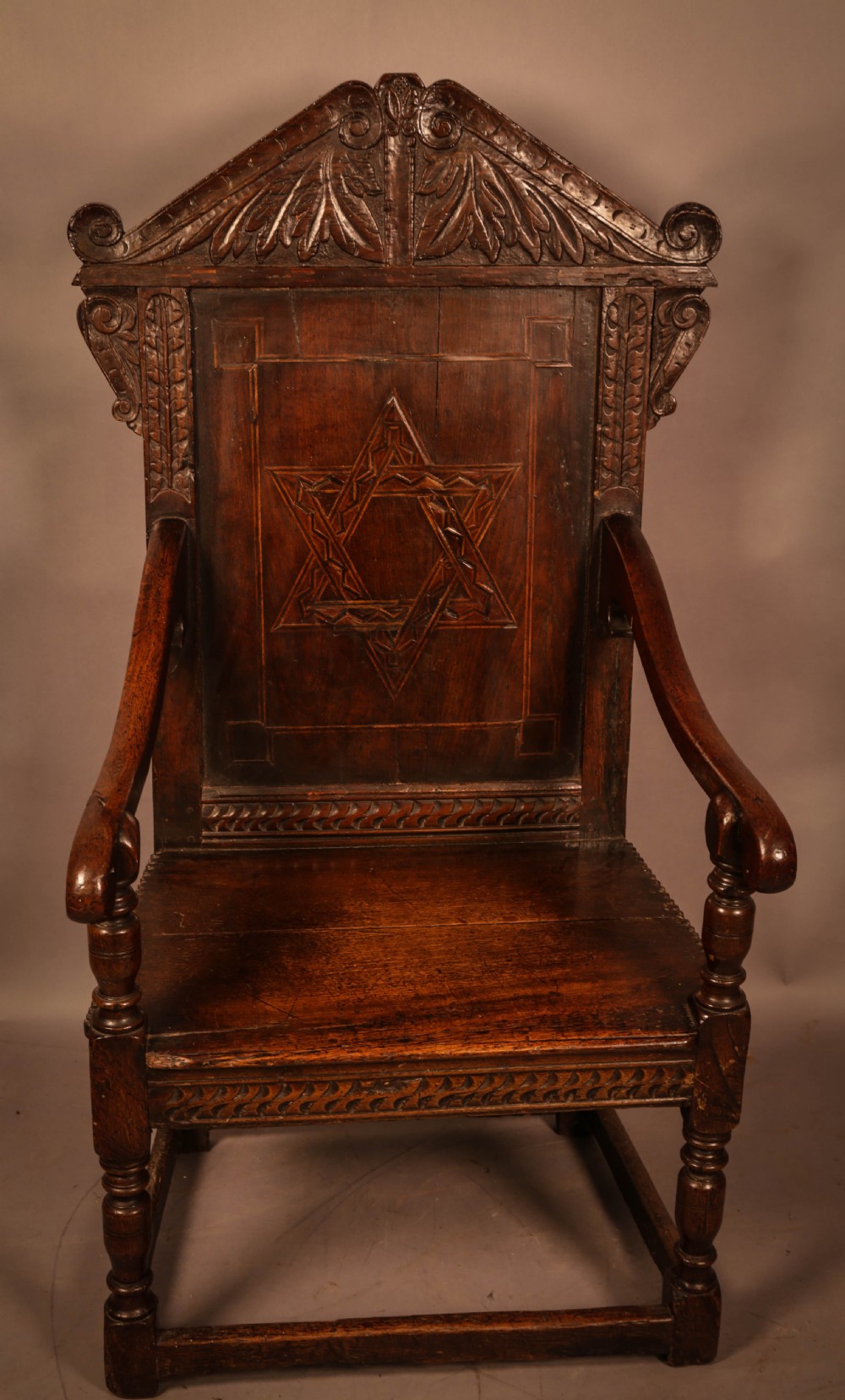 A Very Rare Masonic wainscot Chair 17th century View IV