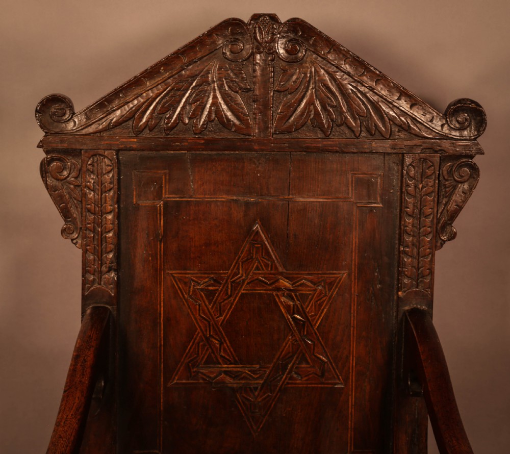 A Very Rare Masonic wainscot Chair 17th century View V