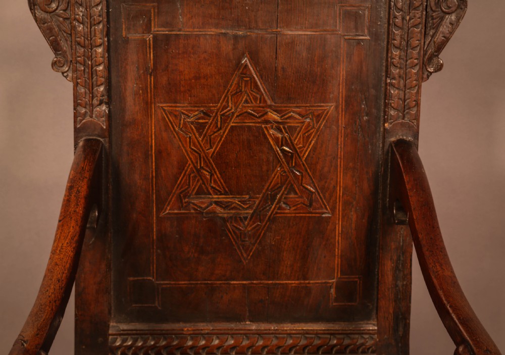 A Very Rare Masonic wainscot Chair 17th century View VI