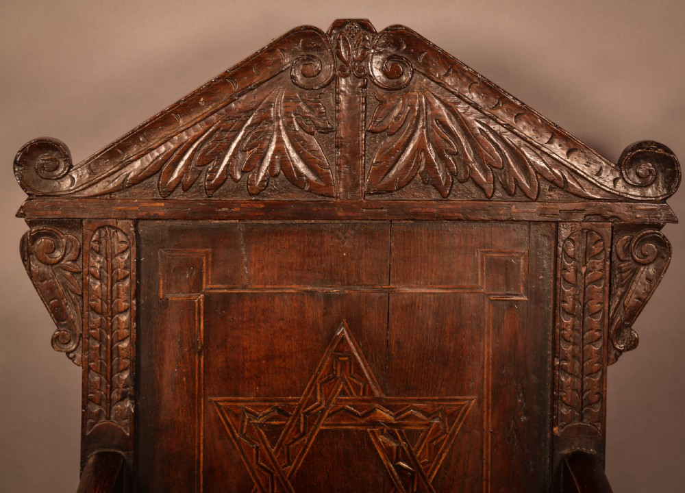 A Very Rare Masonic wainscot Chair 17th century View VII
