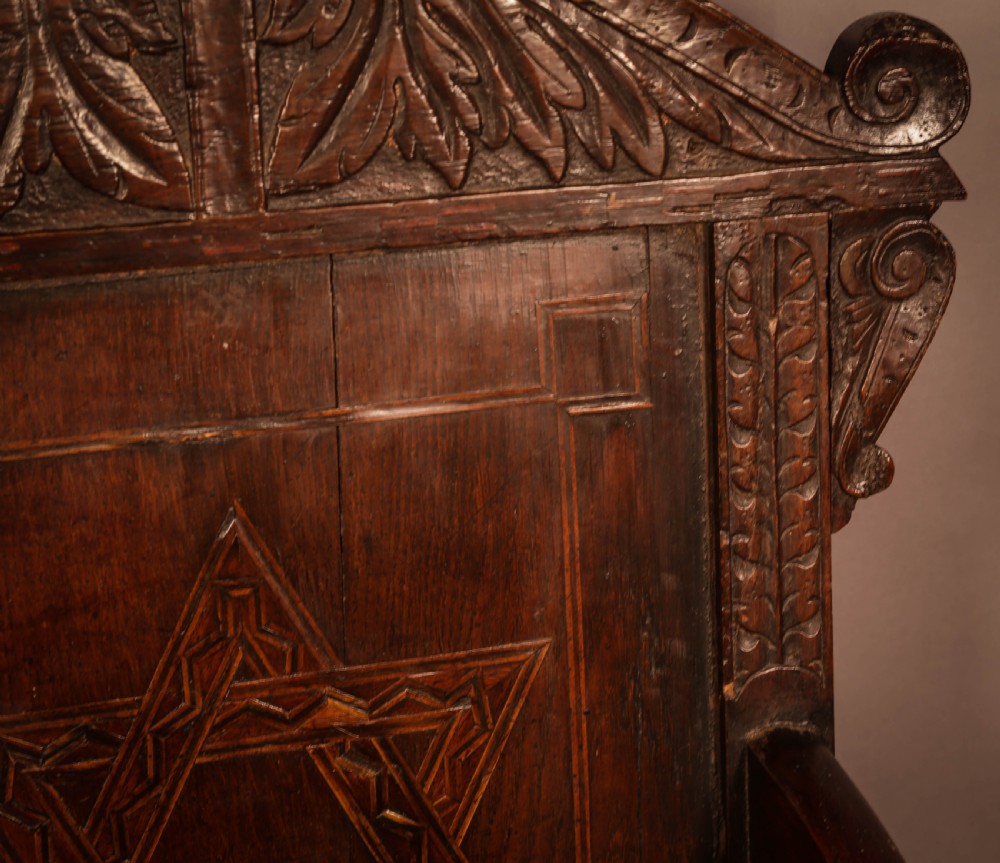 A Very Rare Masonic wainscot Chair 17th century View X