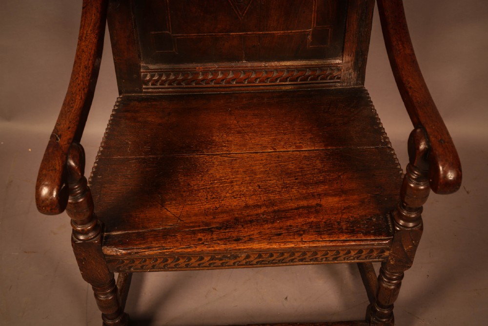 A Very Rare Masonic wainscot Chair 17th century View XIII