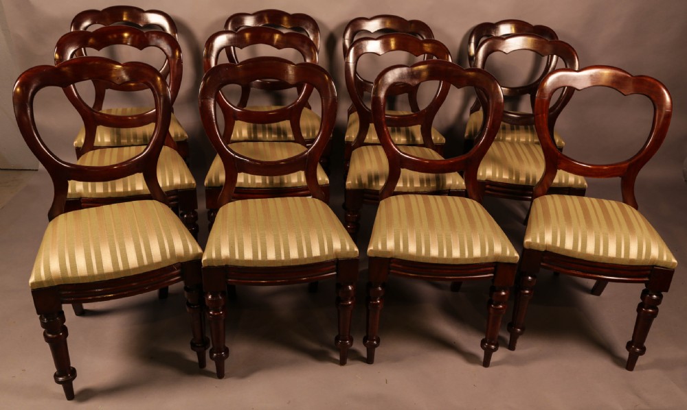 A Set of 12 Victorian Balloon Back Dining Chairs c 1860 View III