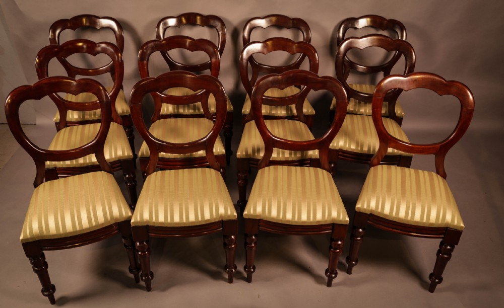 A Set of 12 Victorian Balloon Back Dining Chairs c 1860 View IV