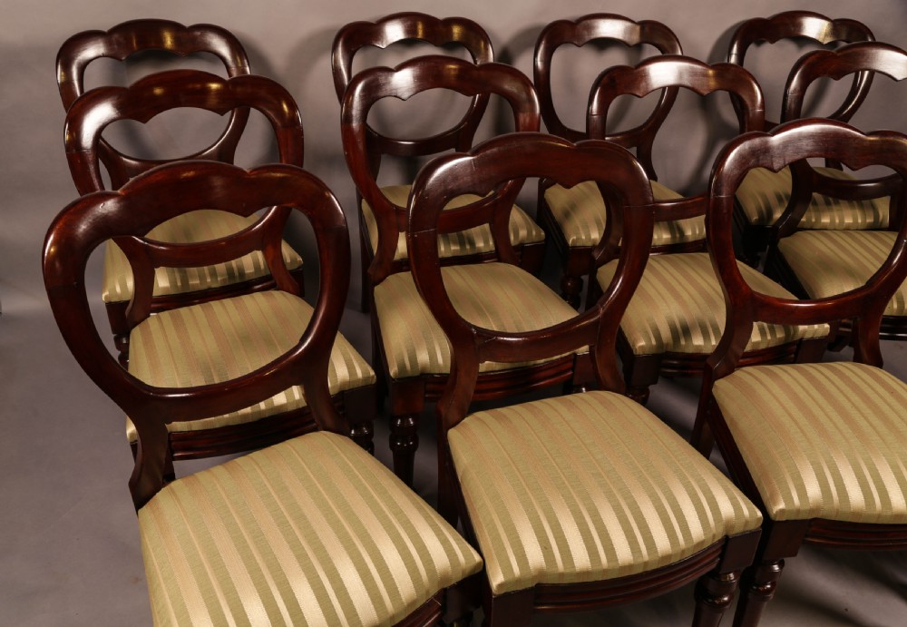 A Set of 12 Victorian Balloon Back Dining Chairs c 1860 View XII