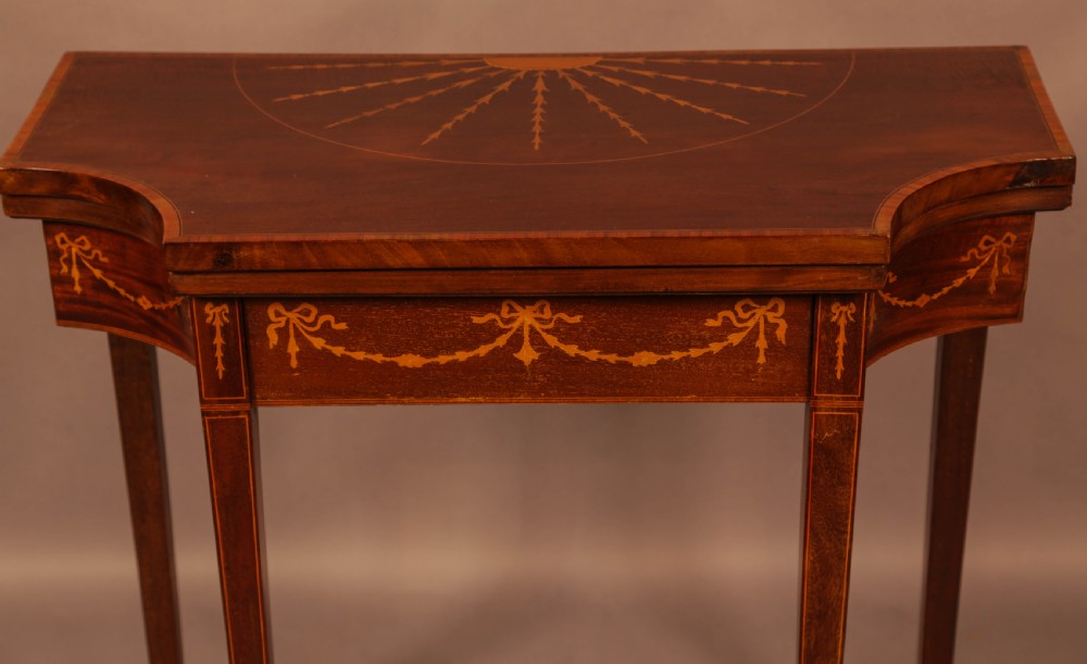 A Fine Georgian Card table in Mahogany with Inlay View II