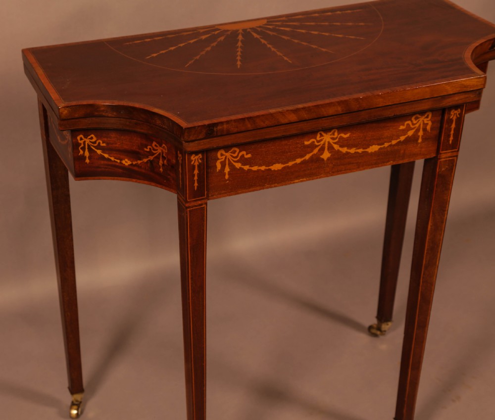 A Fine Georgian Card table in Mahogany with Inlay View III