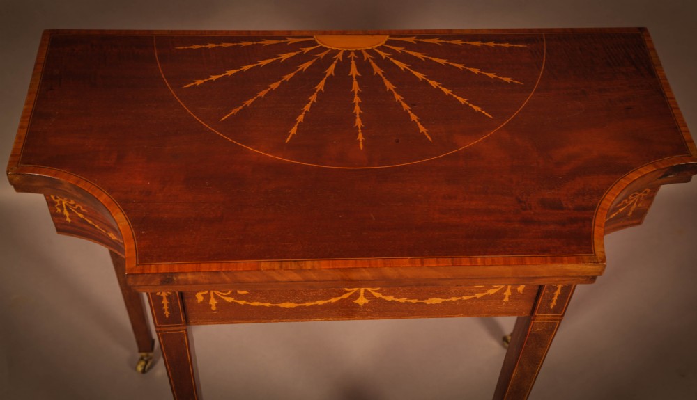 A Fine Georgian Card table in Mahogany with Inlay View IV