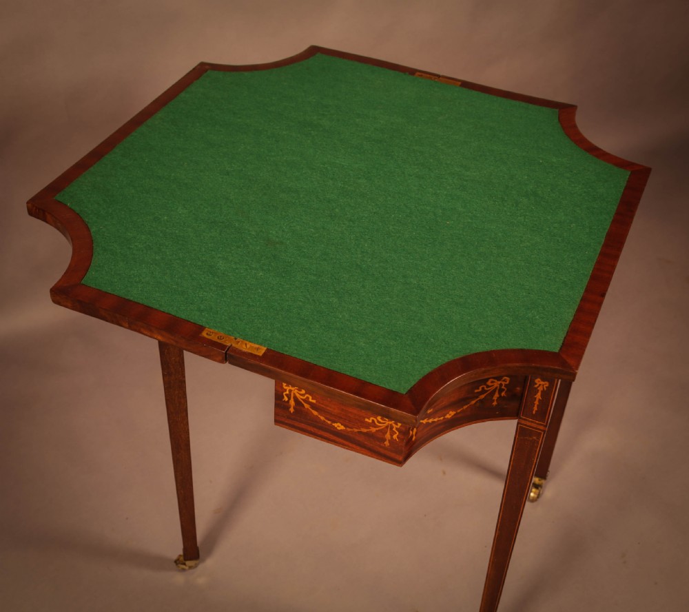 A Fine Georgian Card table in Mahogany with Inlay View VII
