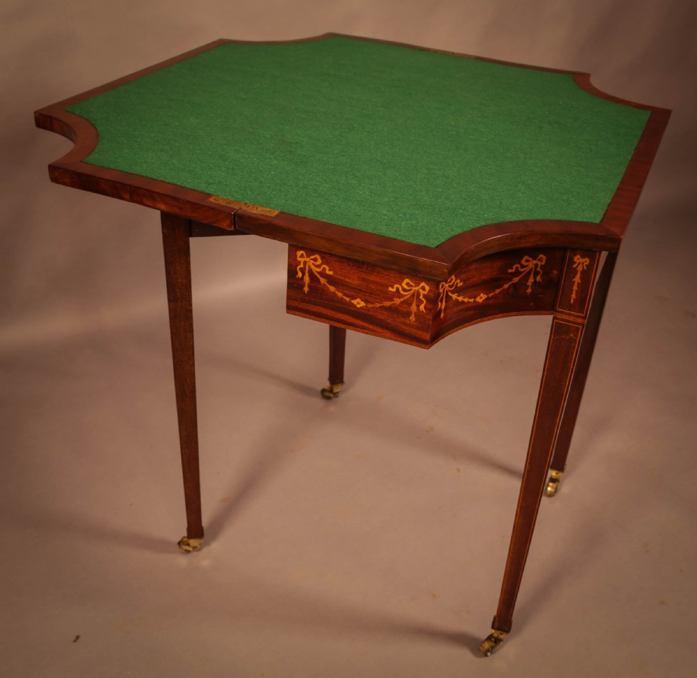 A Fine Georgian Card table in Mahogany with Inlay View VIII