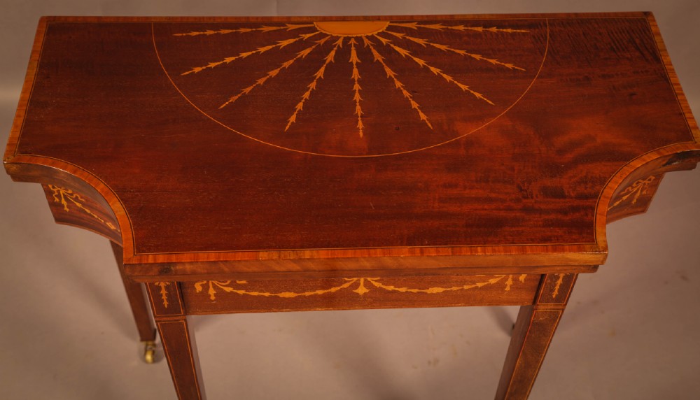 A Fine Georgian Card table in Mahogany with Inlay View X