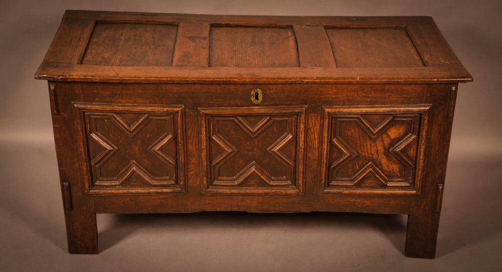 A 17th century 3 panel coffer
