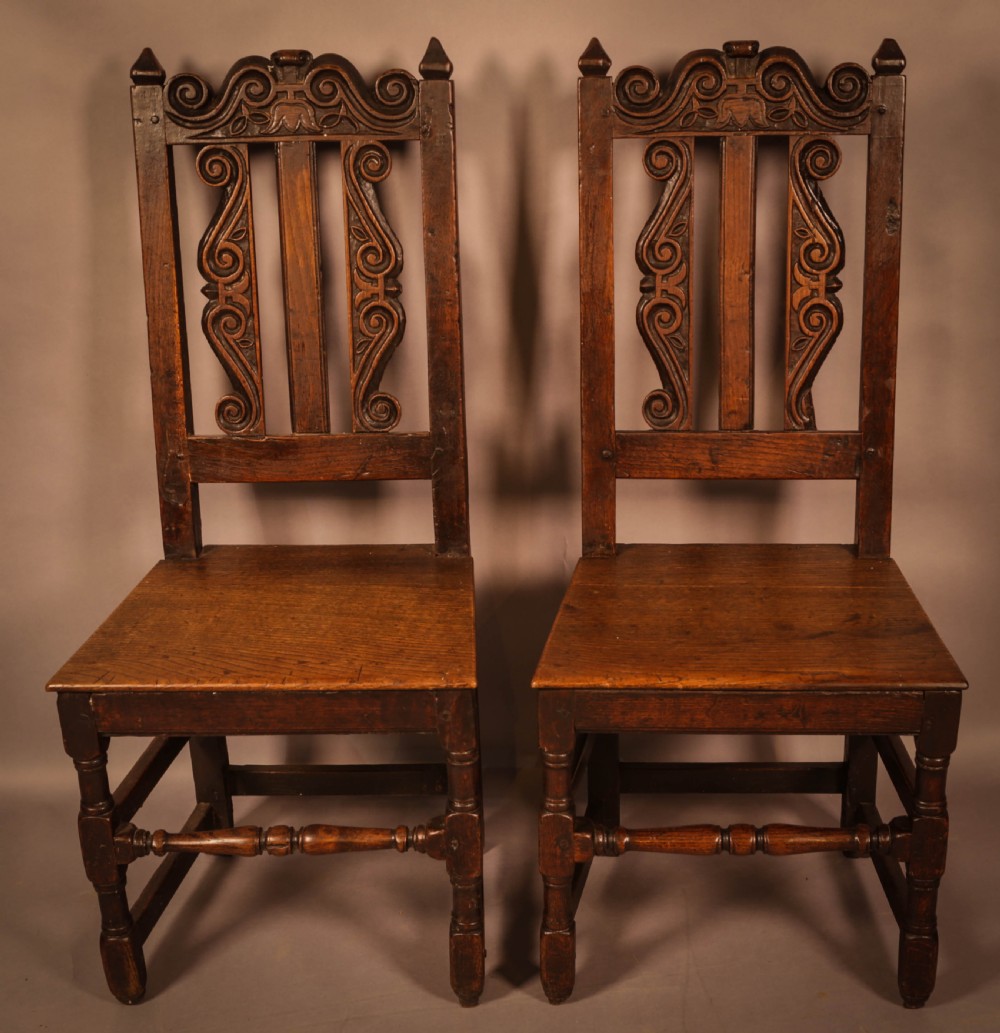 A Matching pair of 17th century Back Stools