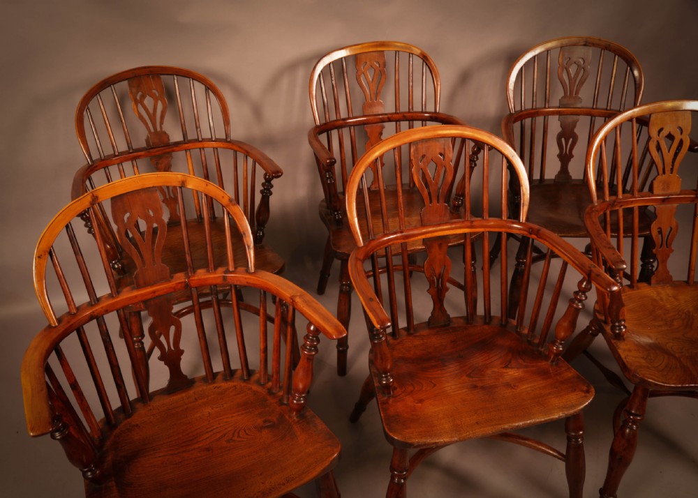 A Set of 6 Yew Wood Windsor Chairs Rockley View II