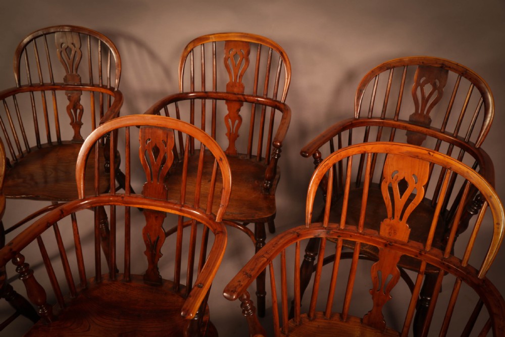 A Set of 6 Yew Wood Windsor Chairs Rockley View III