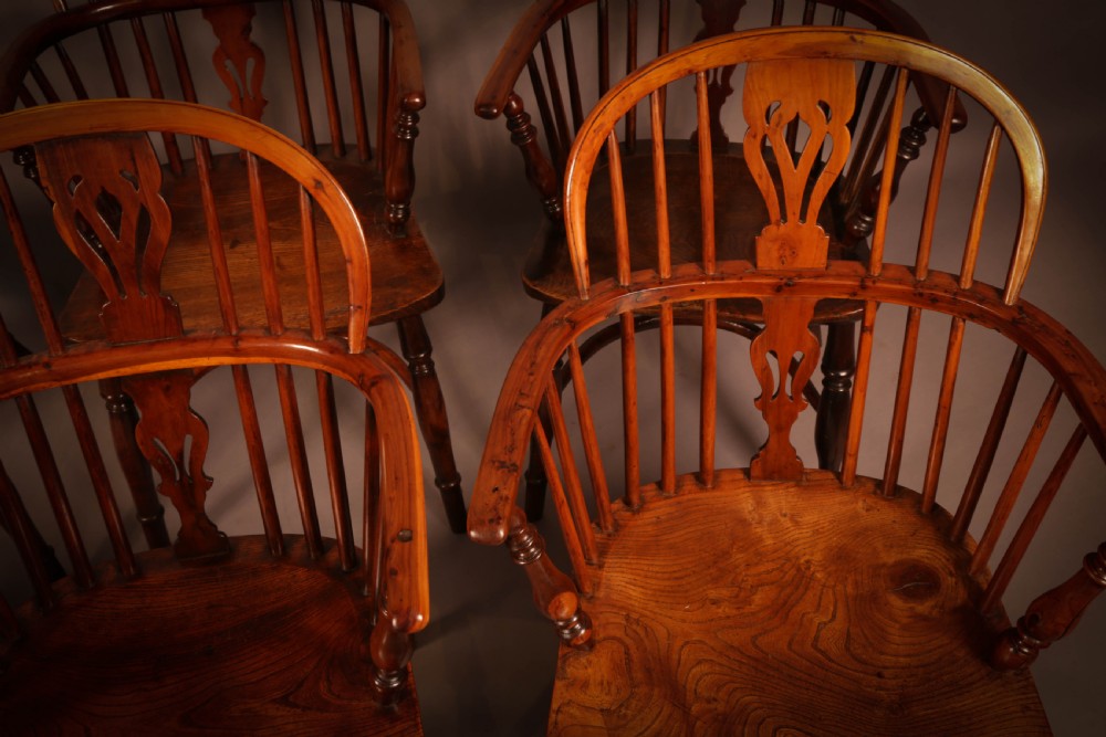 A Set of 6 Yew Wood Windsor Chairs Rockley View V