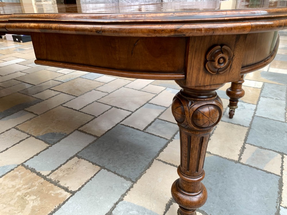 A Beutifull Pollard Oak Victorian Wind Out Extending Dining Table View VIII