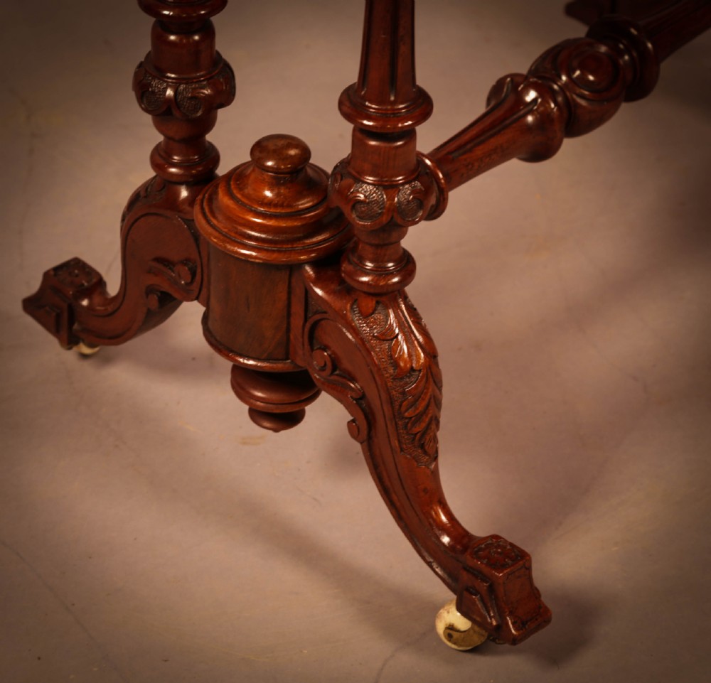 Good Victorian Sewing Games Table in Burr Walnut View IX