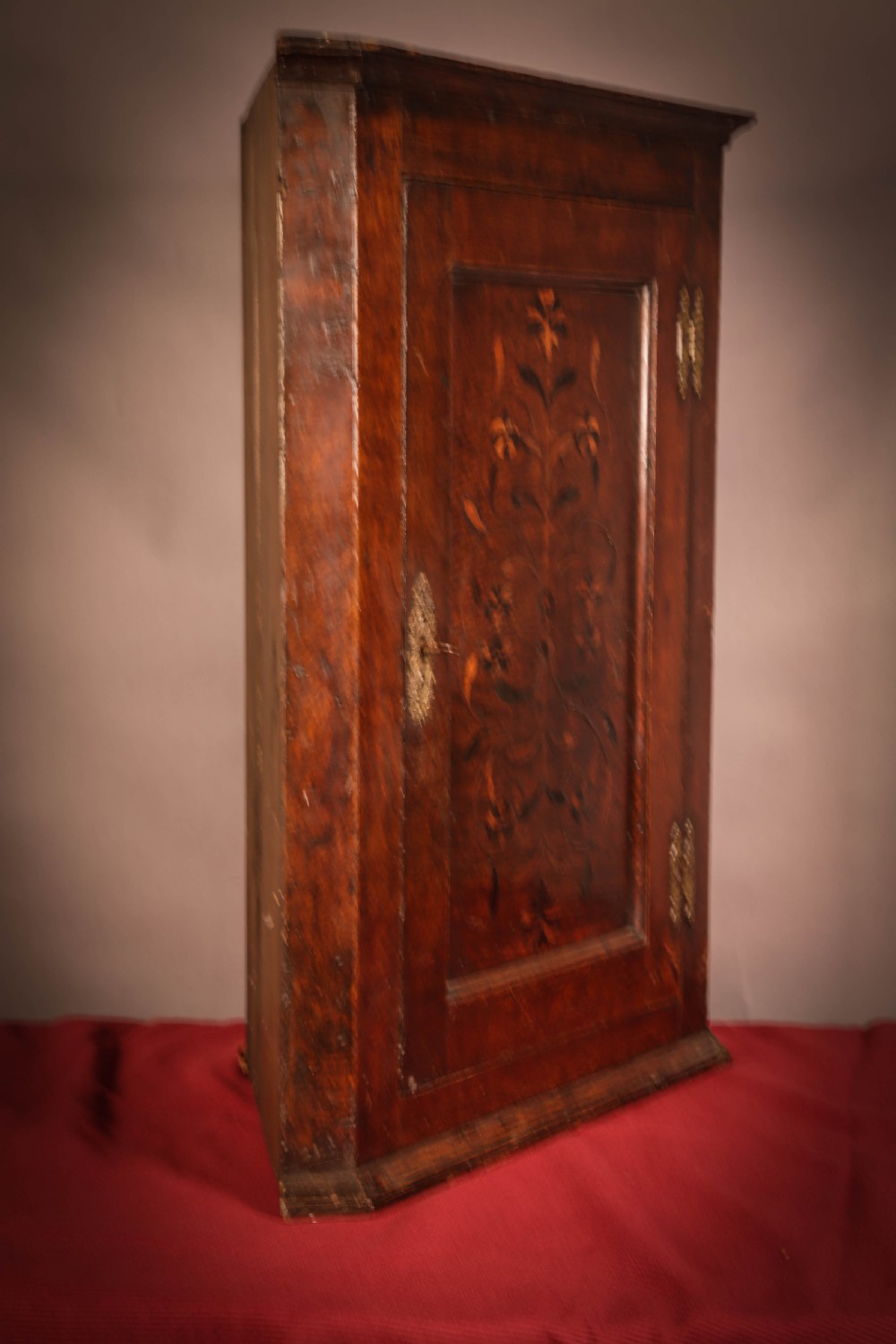 Early Oak Corner Cupboard Inlaid Front View II