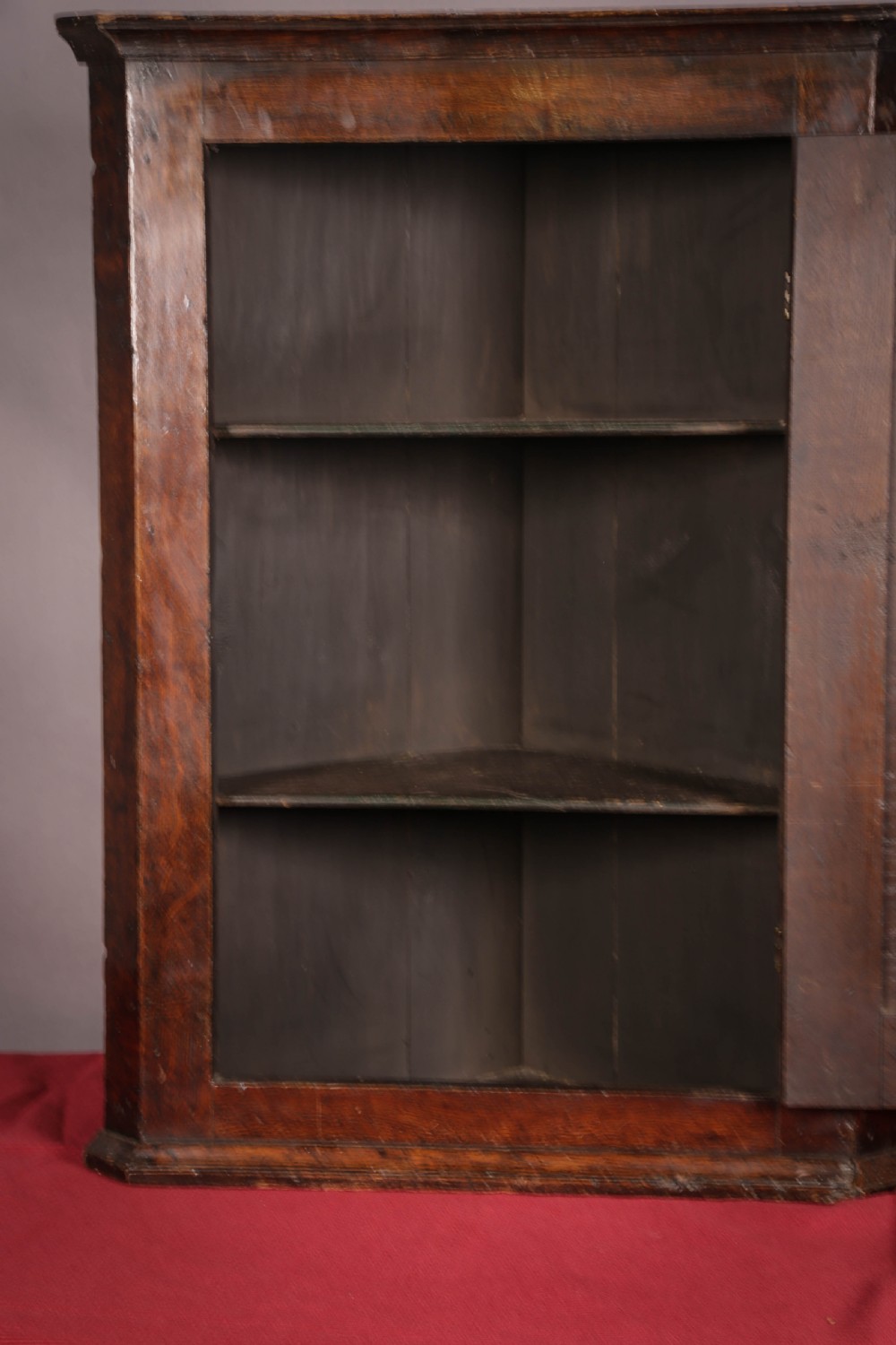 Early Oak Corner Cupboard Inlaid Front View V