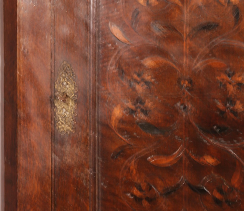Early Oak Corner Cupboard Inlaid Front View VI