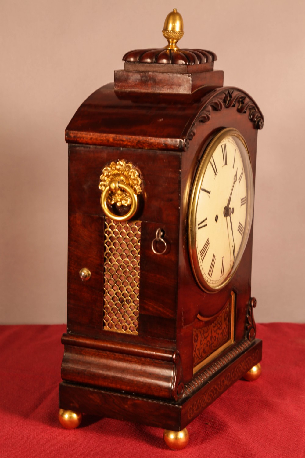 Regency Brass Inlaid Bracket Clock View III