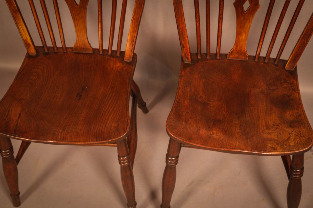A Pair of 19th century hoop back kitchen chairs wheatsheaf splat View II