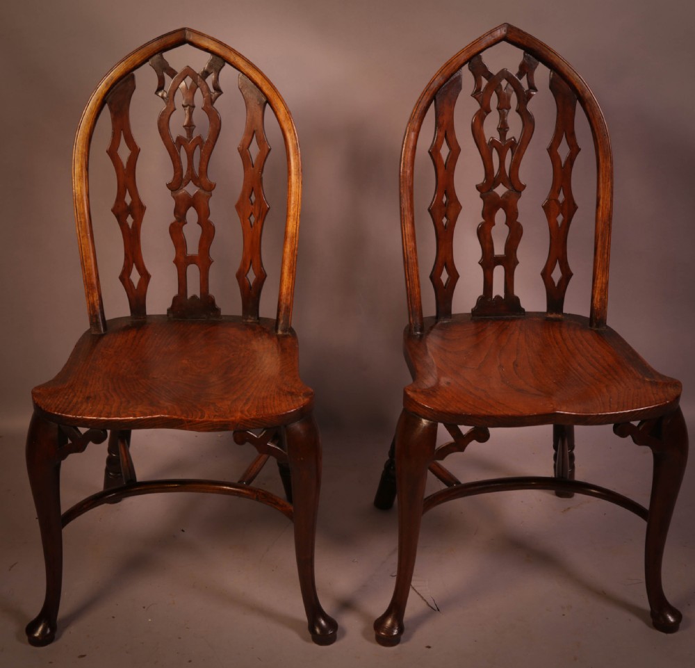 A Rare Pair Of Gothic Kitchen Chairs c 1880 View X