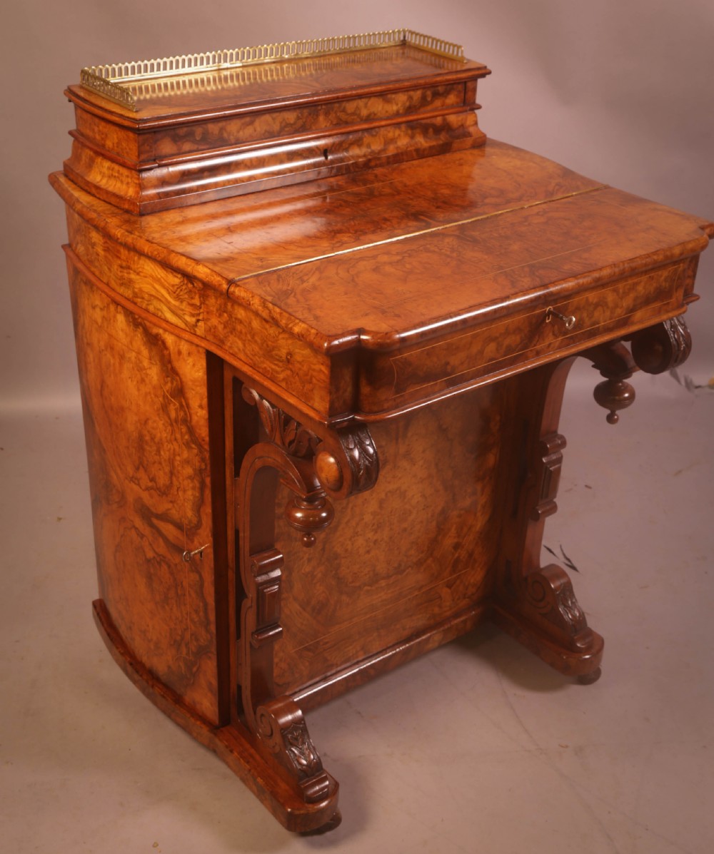 A Superb Victorian Davenport Desk in Burr Walnut