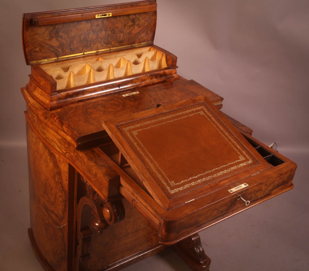 A Superb Victorian Davenport Desk in Burr Walnut View V