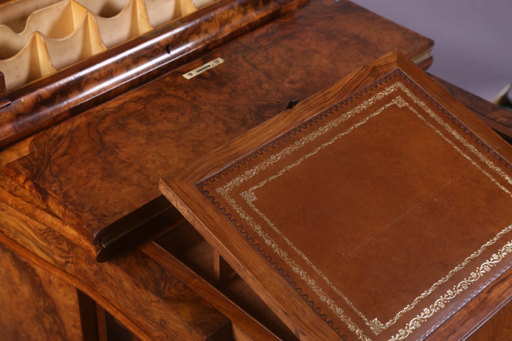 A Superb Victorian Davenport Desk in Burr Walnut View VII