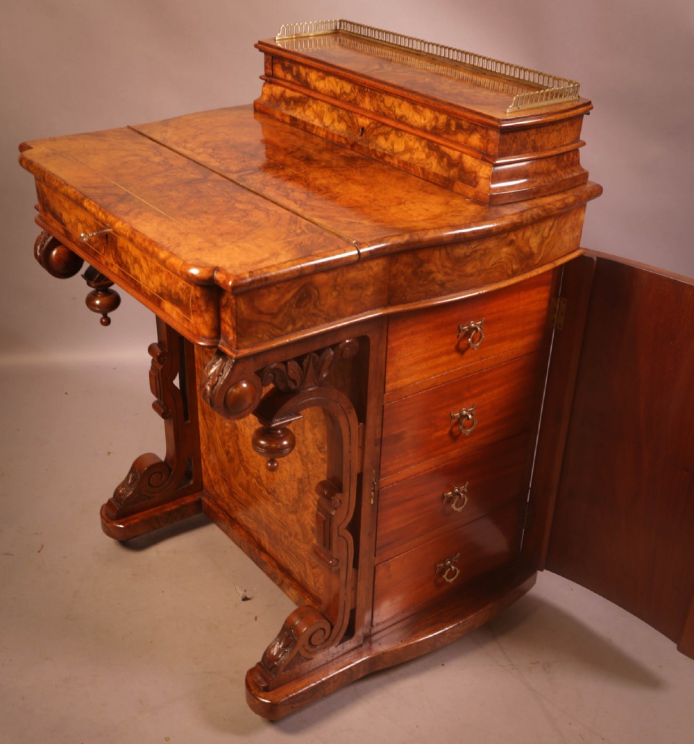 A Superb Victorian Davenport Desk in Burr Walnut View IX