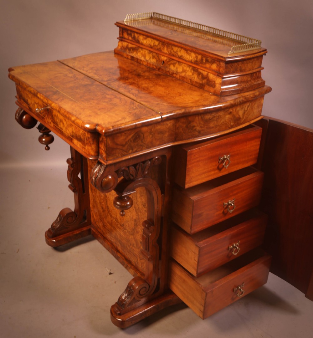 A Superb Victorian Davenport Desk in Burr Walnut View X