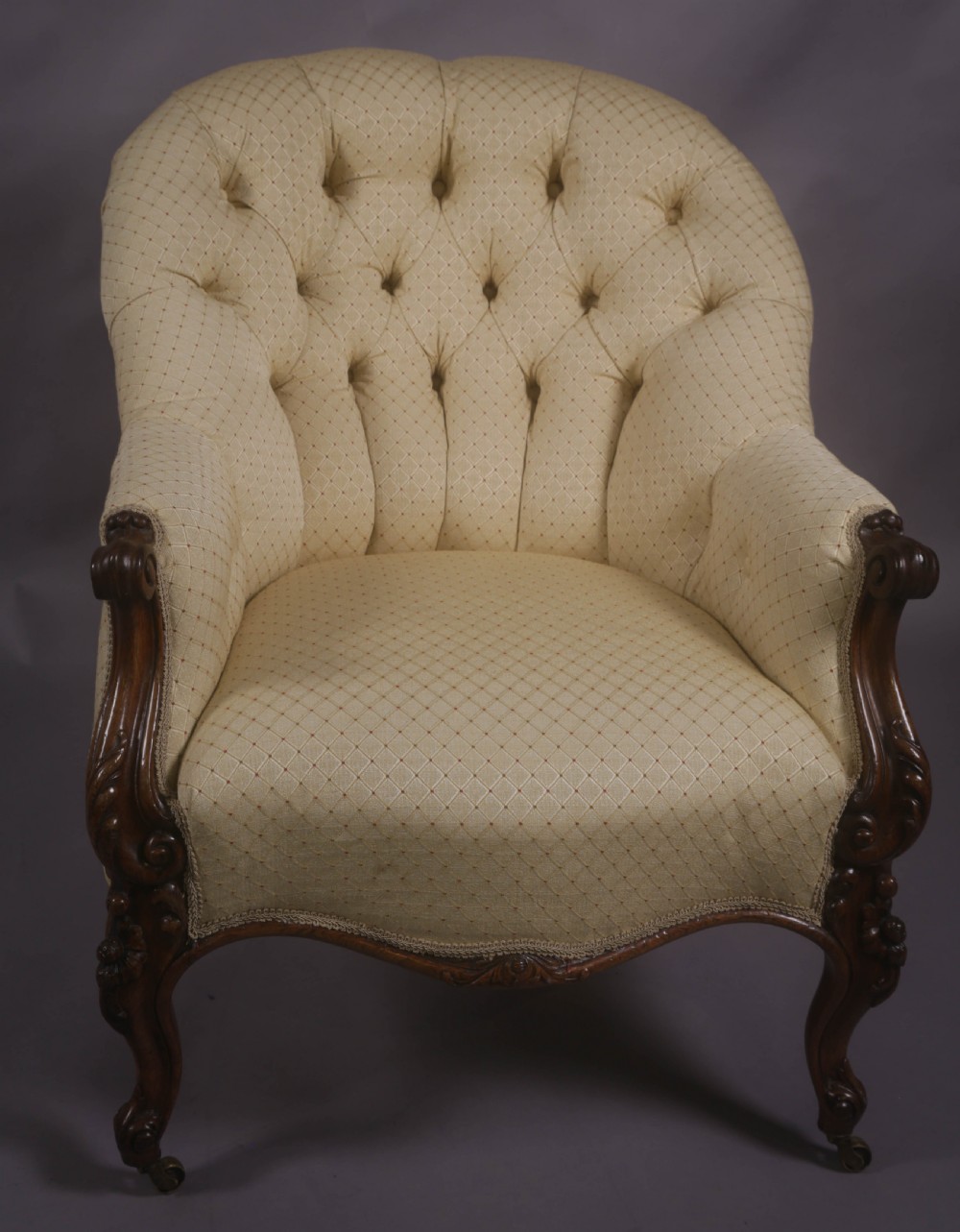 A Victorian library Chair in Walnut on Cabriole legs View II