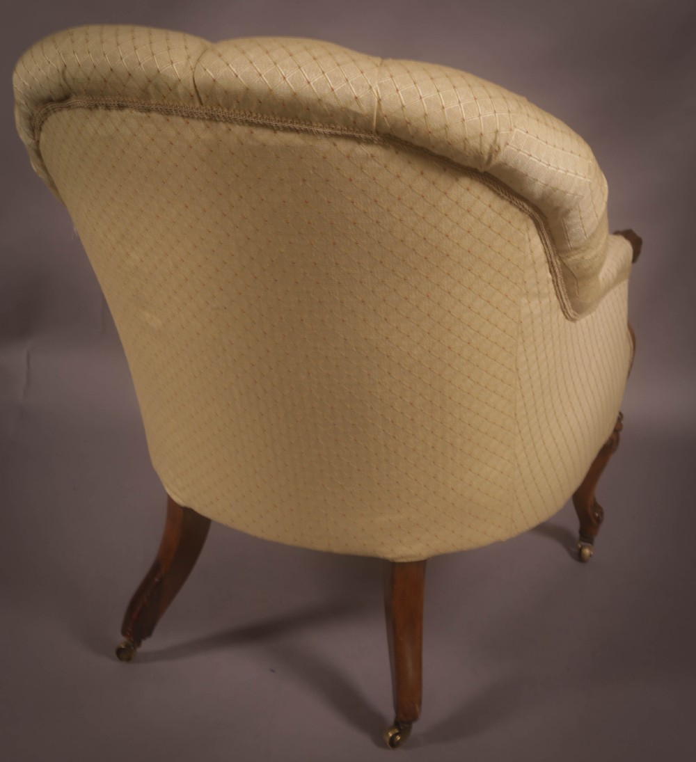 A Victorian library Chair in Walnut on Cabriole legs View IV
