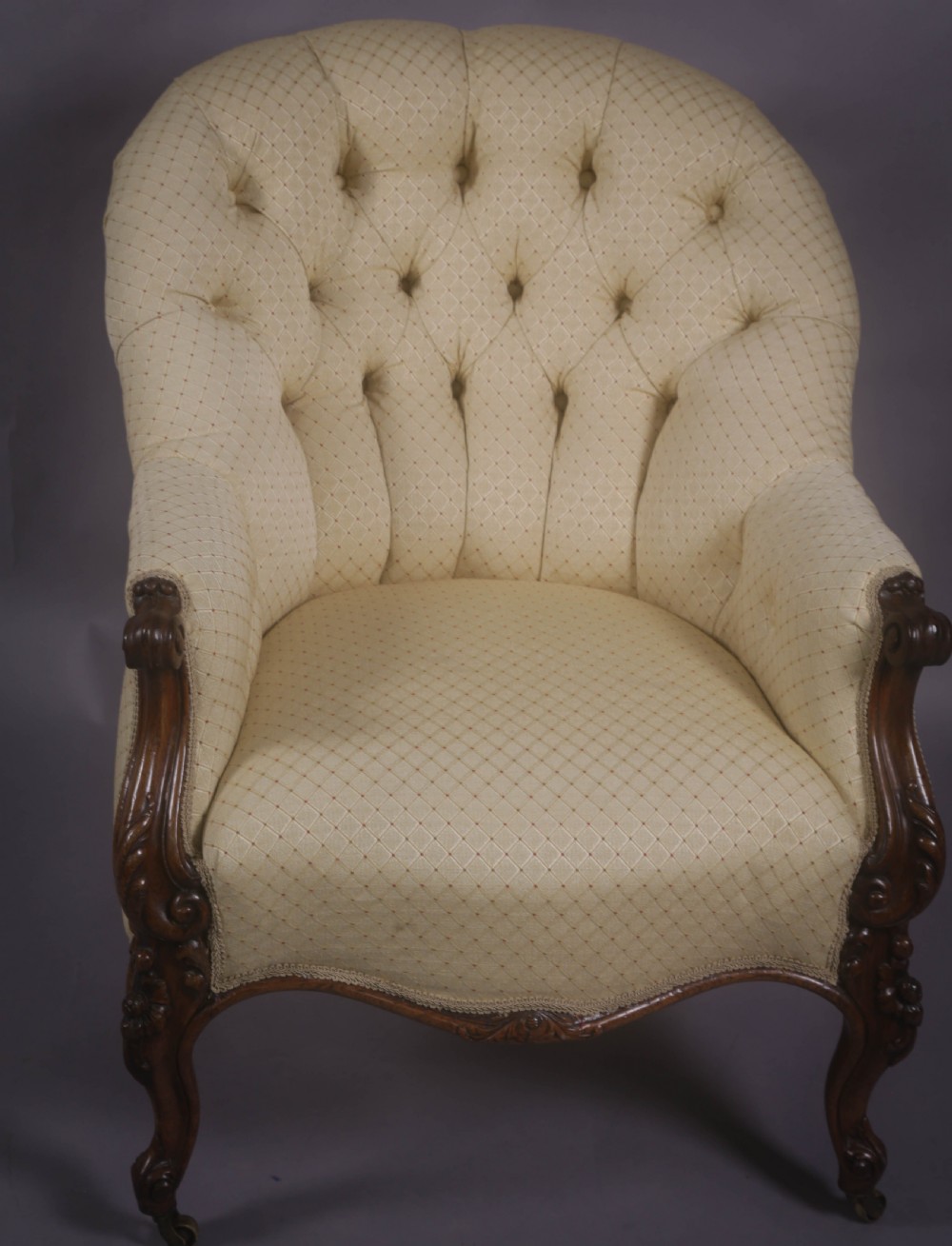 A Victorian library Chair in Walnut on Cabriole legs View V
