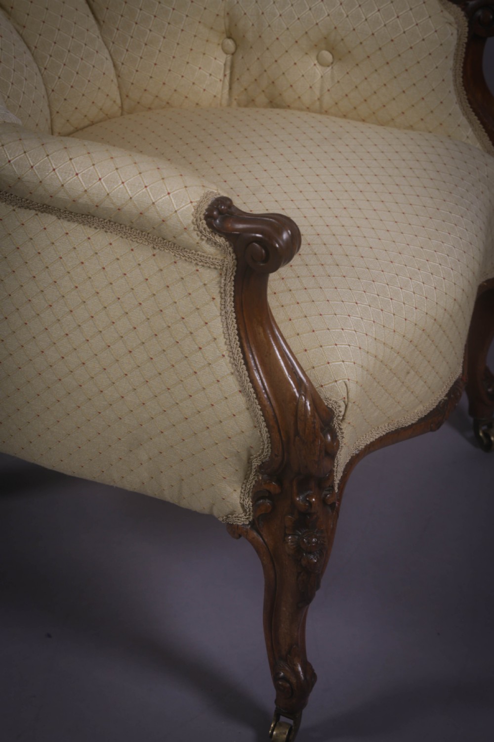 A Victorian library Chair in Walnut on Cabriole legs View VII