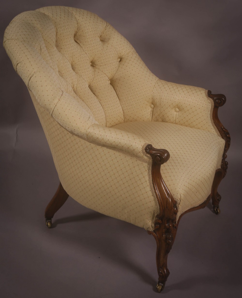 A Victorian library Chair in Walnut on Cabriole legs View VIII