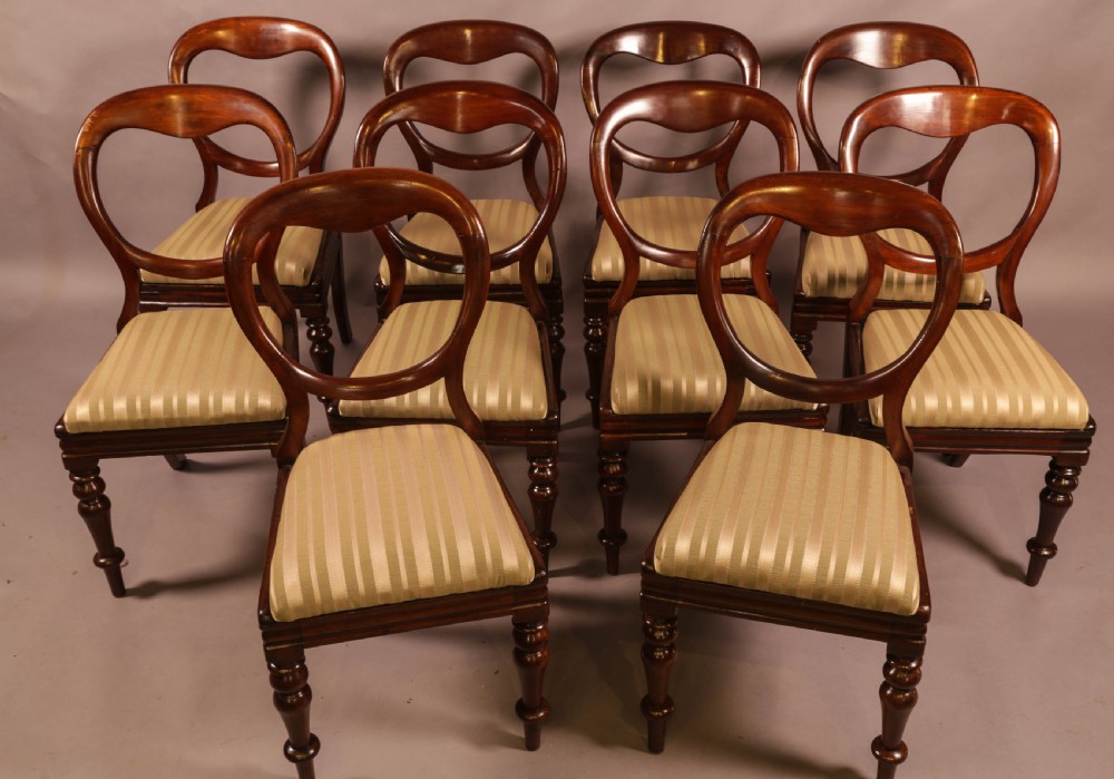 A Set of 10 Victorian Mahogany Balloon Back Dining Chairs View II