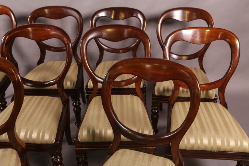 A Set of 10 Victorian Mahogany Balloon Back Dining Chairs View III