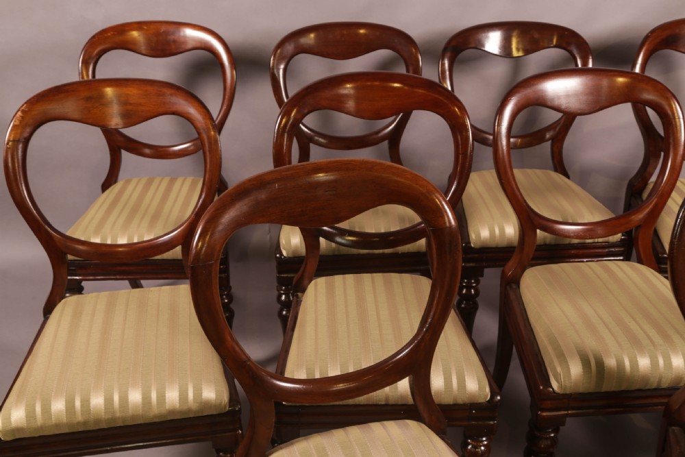 A Set of 10 Victorian Mahogany Balloon Back Dining Chairs View IV