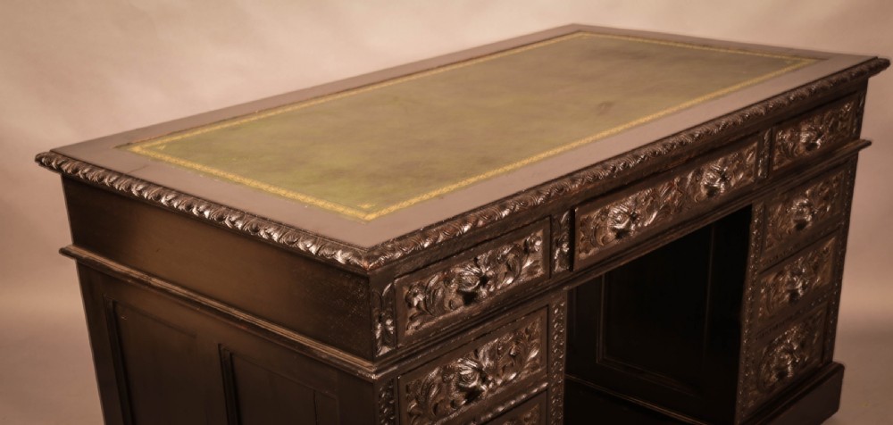 A Victorian Pedestal Desk in Oak View VI